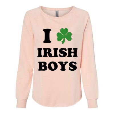 I Love Irish Boy St. Paddy Baby Ireland Hamrock Baby Funny St. Patricks Day Womens California Wash Sweatshirt