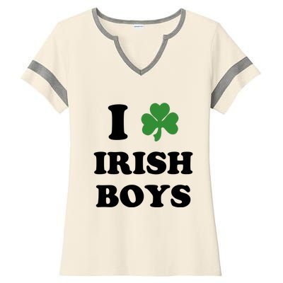 I Love Irish Boy St. Paddy Baby Ireland Hamrock Baby Funny St. Patricks Day Ladies Halftime Notch Neck Tee