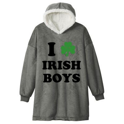 I Love Irish Boy St. Paddy Baby Ireland Hamrock Baby Funny St. Patricks Day Hooded Wearable Blanket