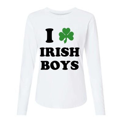 I Love Irish Boy St. Paddy Baby Ireland Hamrock Baby Funny St. Patricks Day Womens Cotton Relaxed Long Sleeve T-Shirt