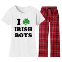 I Love Irish Boy St. Paddy Baby Ireland Hamrock Baby Funny St. Patricks Day Women's Flannel Pajama Set