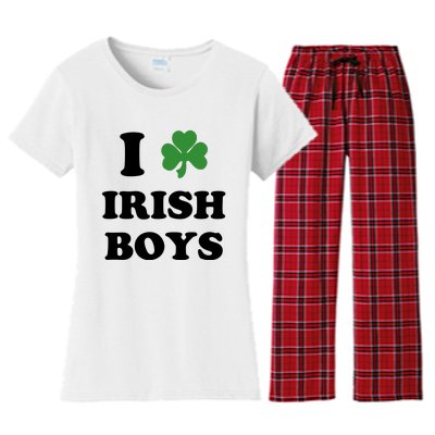 I Love Irish Boy St. Paddy Baby Ireland Hamrock Baby Funny St. Patricks Day Women's Flannel Pajama Set