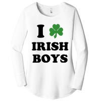 I Love Irish Boy St. Paddy Baby Ireland Hamrock Baby Funny St. Patricks Day Women's Perfect Tri Tunic Long Sleeve Shirt