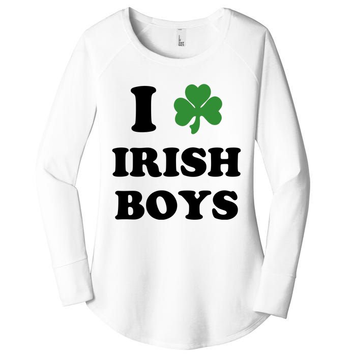 I Love Irish Boy St. Paddy Baby Ireland Hamrock Baby Funny St. Patricks Day Women's Perfect Tri Tunic Long Sleeve Shirt