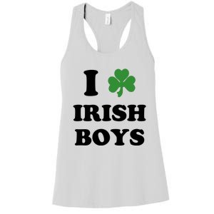 I Love Irish Boy St. Paddy Baby Ireland Hamrock Baby Funny St. Patricks Day Women's Racerback Tank