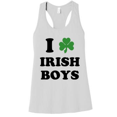 I Love Irish Boy St. Paddy Baby Ireland Hamrock Baby Funny St. Patricks Day Women's Racerback Tank