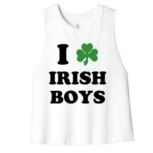 I Love Irish Boy St. Paddy Baby Ireland Hamrock Baby Funny St. Patricks Day Women's Racerback Cropped Tank