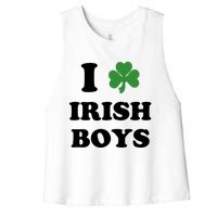 I Love Irish Boy St. Paddy Baby Ireland Hamrock Baby Funny St. Patricks Day Women's Racerback Cropped Tank