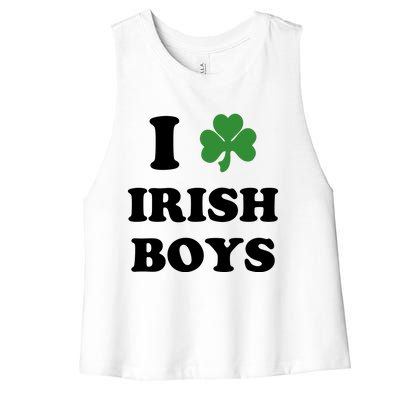 I Love Irish Boy St. Paddy Baby Ireland Hamrock Baby Funny St. Patricks Day Women's Racerback Cropped Tank