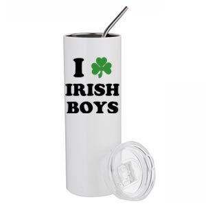 I Love Irish Boy St. Paddy Baby Ireland Hamrock Baby Funny St. Patricks Day Stainless Steel Tumbler