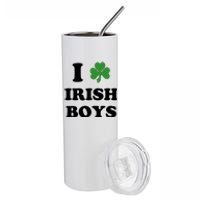 I Love Irish Boy St. Paddy Baby Ireland Hamrock Baby Funny St. Patricks Day Stainless Steel Tumbler