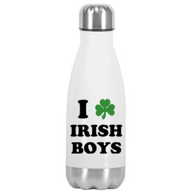 I Love Irish Boy St. Paddy Baby Ireland Hamrock Baby Funny St. Patricks Day Stainless Steel Insulated Water Bottle