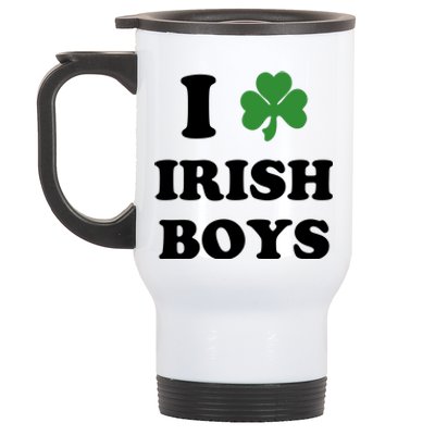 I Love Irish Boy St. Paddy Baby Ireland Hamrock Baby Funny St. Patricks Day Stainless Steel Travel Mug