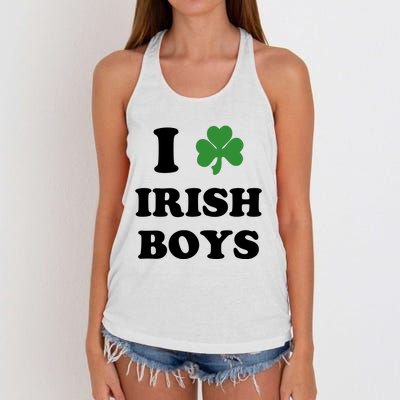 I Love Irish Boy St. Paddy Baby Ireland Hamrock Baby Funny St. Patricks Day Women's Knotted Racerback Tank