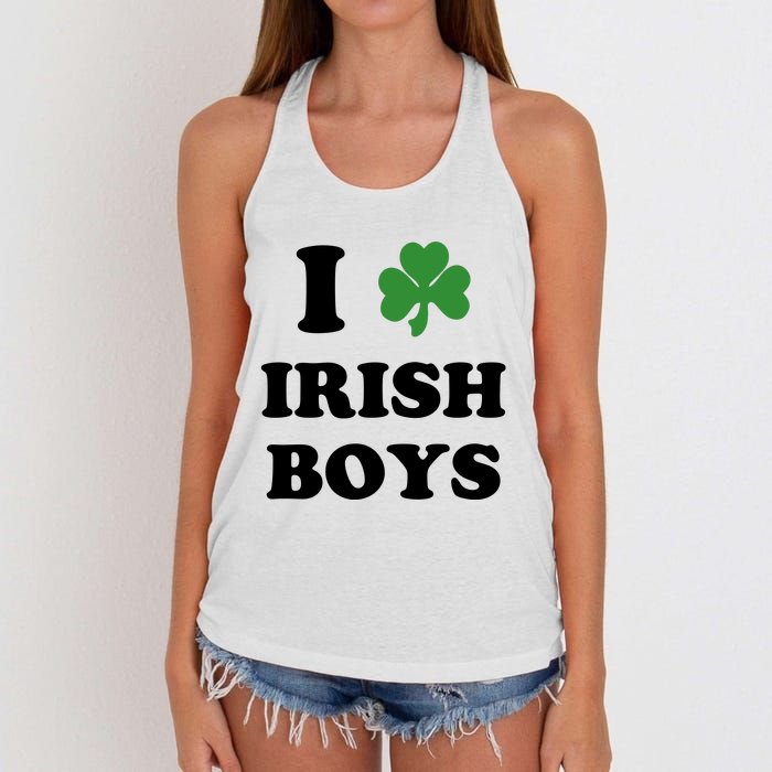 I Love Irish Boy St. Paddy Baby Ireland Hamrock Baby Funny St. Patricks Day Women's Knotted Racerback Tank