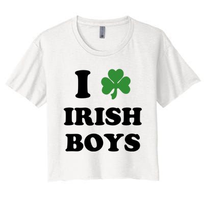 I Love Irish Boy St. Paddy Baby Ireland Hamrock Baby Funny St. Patricks Day Women's Crop Top Tee