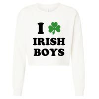 I Love Irish Boy St. Paddy Baby Ireland Hamrock Baby Funny St. Patricks Day Cropped Pullover Crew