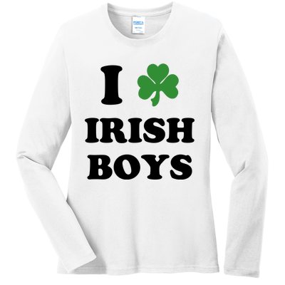 I Love Irish Boy St. Paddy Baby Ireland Hamrock Baby Funny St. Patricks Day Ladies Long Sleeve Shirt