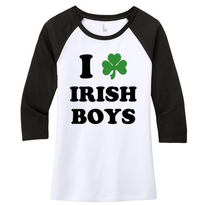 I Love Irish Boy St. Paddy Baby Ireland Hamrock Baby Funny St. Patricks Day Women's Tri-Blend 3/4-Sleeve Raglan Shirt