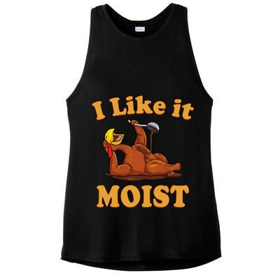I LIKE IT MOIST Funny Thanksgiving Foods Family Group Set Ladies PosiCharge Tri-Blend Wicking Tank