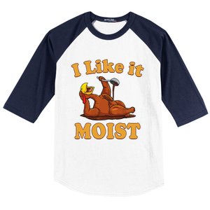 I LIKE IT MOIST Funny Thanksgiving Foods Family Group Set Baseball Sleeve Shirt