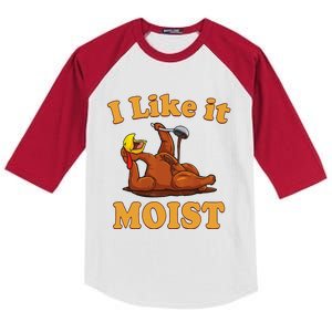 I LIKE IT MOIST Funny Thanksgiving Foods Family Group Set Kids Colorblock Raglan Jersey