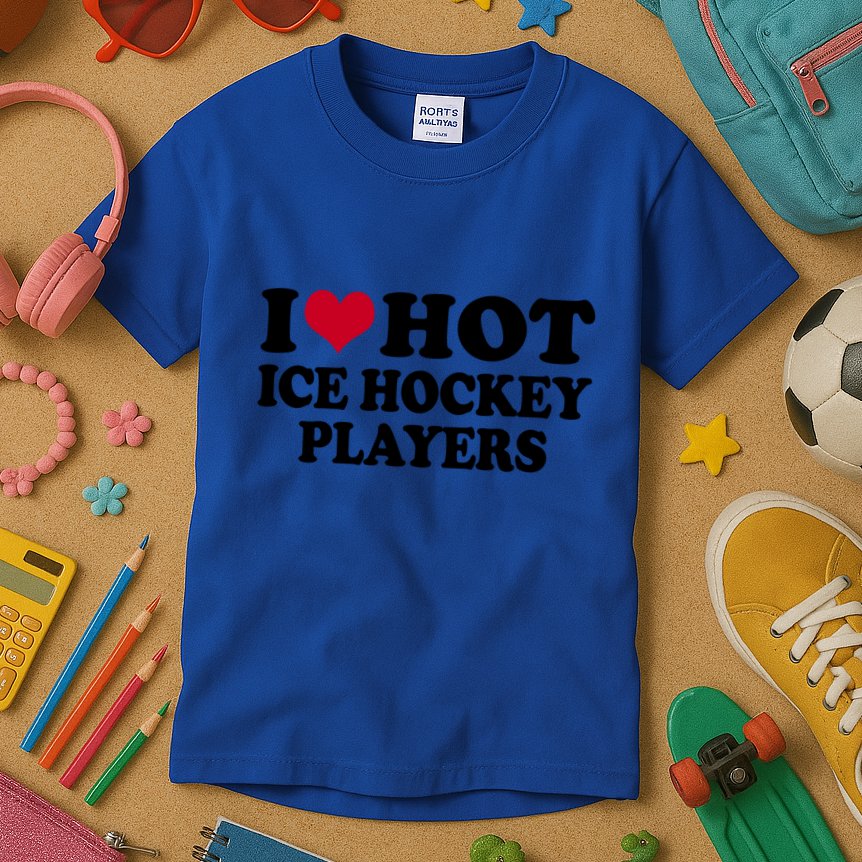 I Love Ice Hockey Players Gift Kids T-Shirt