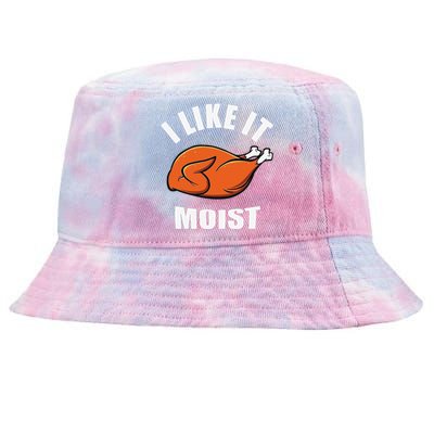 I Like It Moist Funny Thanksgiving Tie-Dyed Bucket Hat