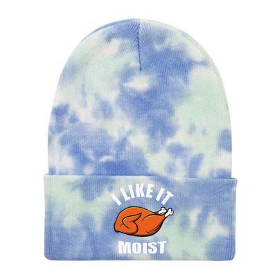 I Like It Moist Funny Thanksgiving Tie Dye 12in Knit Beanie