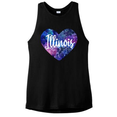 I Love Illinois Usa Cute Gift Ladies PosiCharge Tri-Blend Wicking Tank