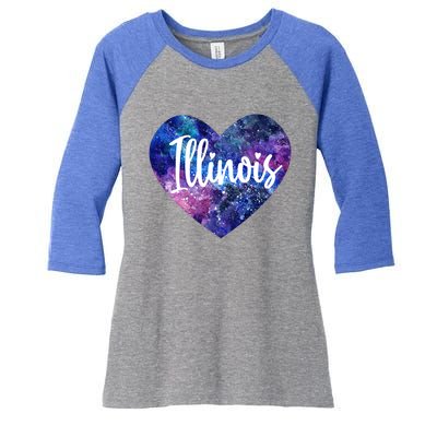 I Love Illinois Usa Cute Gift Women's Tri-Blend 3/4-Sleeve Raglan Shirt