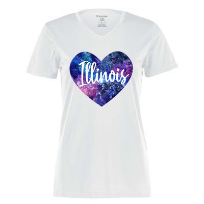 I Love Illinois Usa Cute Gift Women's Momentum V-Neck T-Shirt