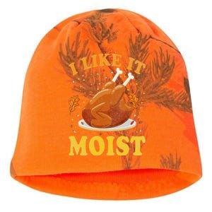 I Like It Moist Funny Turkey Thanksgiving Kati - Camo Knit Beanie