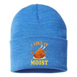 I Like It Moist Funny Turkey Thanksgiving Sustainable Knit Beanie