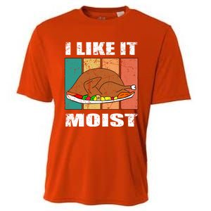 I Like It Moist Throwback Thanksgiving Dinner Family Gift Cooling Performance Crew T-Shirt