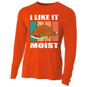 I Like It Moist Throwback Thanksgiving Dinner Family Gift Cooling Performance Long Sleeve Crew