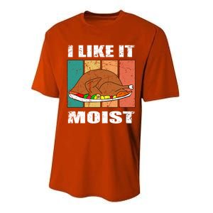 I Like It Moist Throwback Thanksgiving Dinner Family Gift Performance Sprint T-Shirt