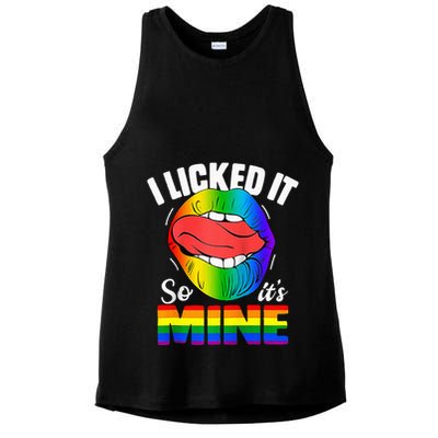 I Licked It So Its Mine Funny Rainbow Lips Funny Lgbt Saying Ladies PosiCharge Tri-Blend Wicking Tank