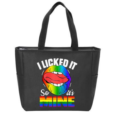 I Licked It So Its Mine Funny Rainbow Lips Funny Lgbt Saying Zip Tote Bag