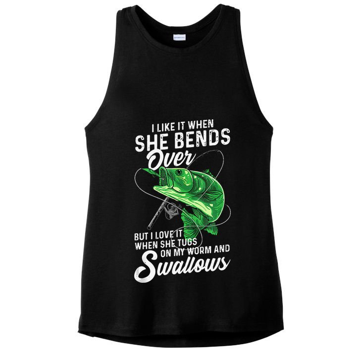 I Like It When She Bends Over Fishing Gifts For Ladies PosiCharge Tri-Blend Wicking Tank