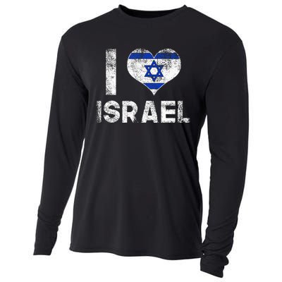 I Love Israel in Hebrew ProIsrael Israeli Cooling Performance Long Sleeve Crew