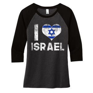 I Love Israel in Hebrew ProIsrael Israeli Women's Tri-Blend 3/4-Sleeve Raglan Shirt