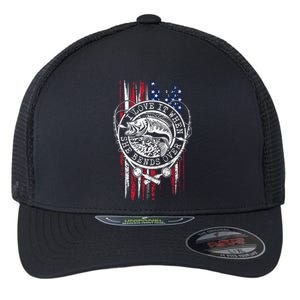 I Love It When She Bends Over Funny Fishing Usa Flag Gift Flexfit Unipanel Trucker Cap