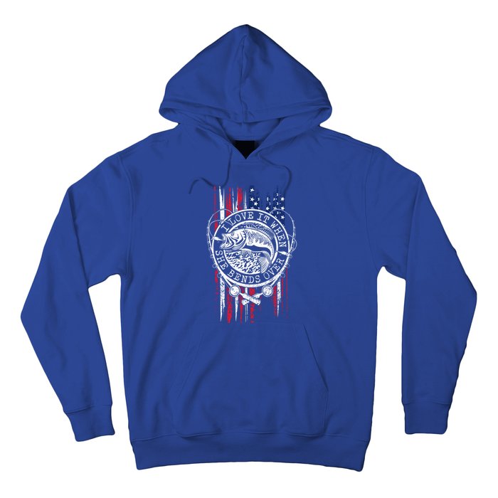 I Love It When She Bends Over Funny Fishing Usa Flag Gift Hoodie