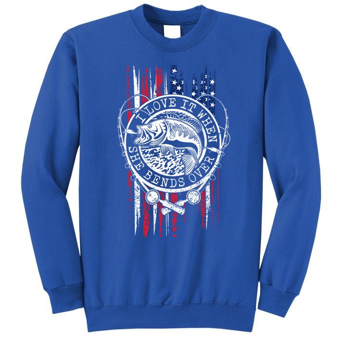 I Love It When She Bends Over Funny Fishing Usa Flag Gift Sweatshirt