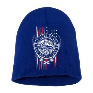 I Love It When She Bends Over Funny Fishing Usa Flag Gift Short Acrylic Beanie