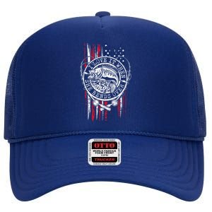 I Love It When She Bends Over Funny Fishing Usa Flag Gift High Crown Mesh Back Trucker Hat