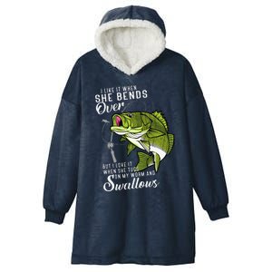 I Like It When She Bends Over Funny Fishing Father's Day Hooded Wearable Blanket