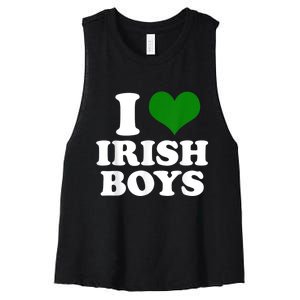 I Love Irish Boy St. Paddy Funny St. Patricks Day Women's Racerback Cropped Tank