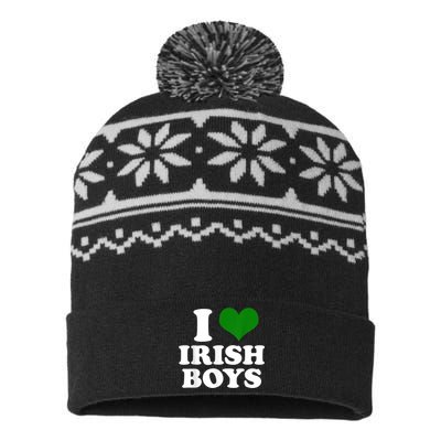 I Love Irish Boy St. Paddy Funny St. Patricks Day USA-Made Snowflake Beanie